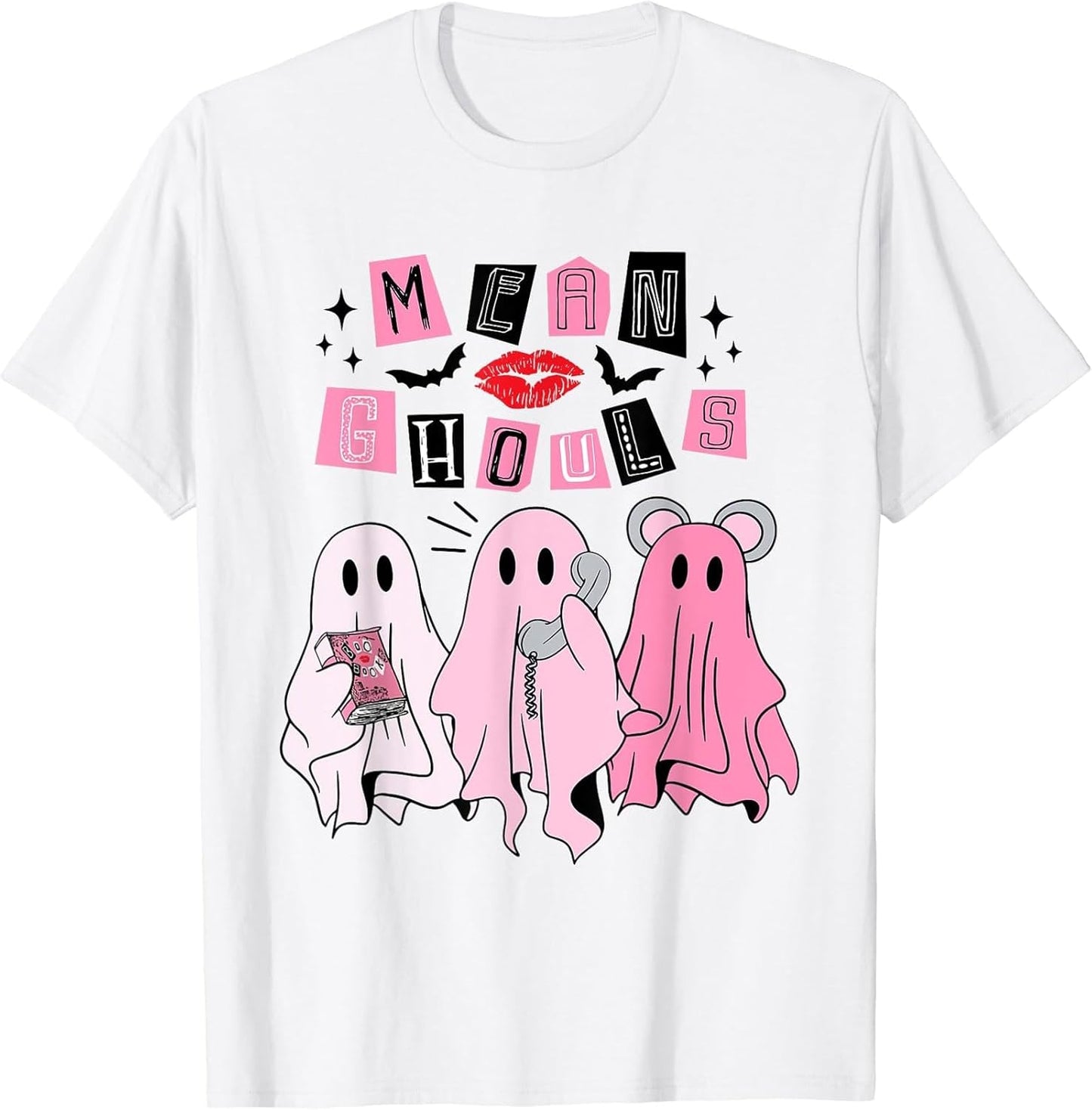 Mean Ghouls Cute Pink Ghost Halloween Funny Lets Go Ghouls T-Shirt